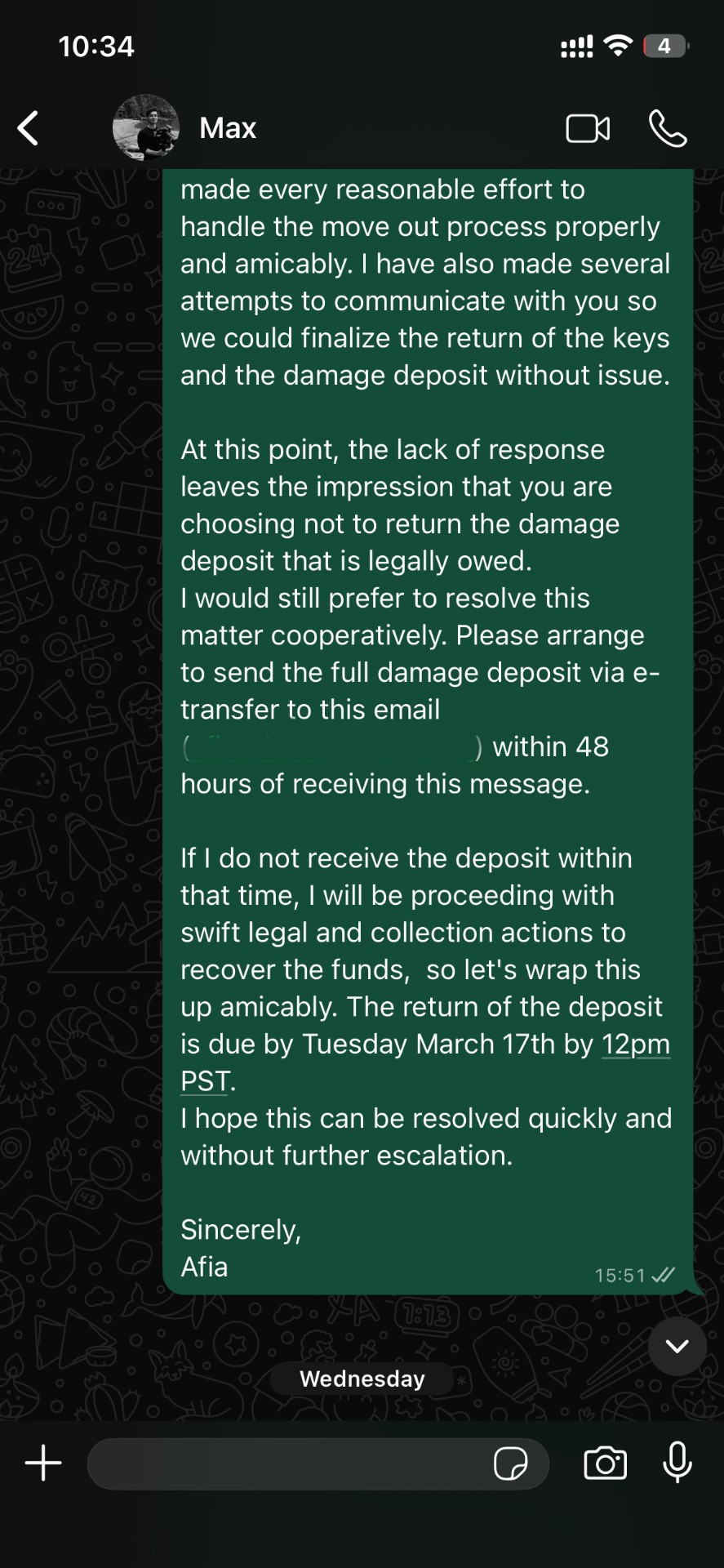 WhatsApp March 15 - Formal demand letter part 2 with deadline